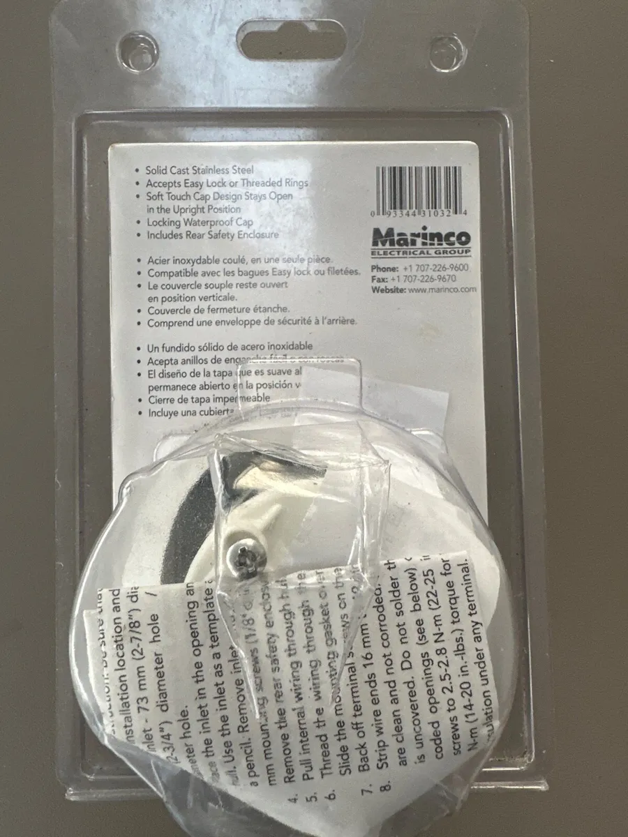 Marinco 16a Stainless Power Inlet & Plug - Image 2