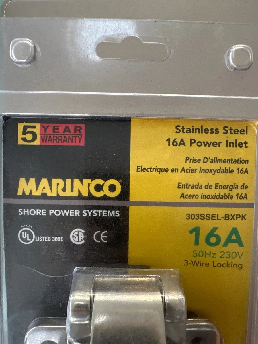 Marinco 16a Stainless Power Inlet & Plug - Image 3