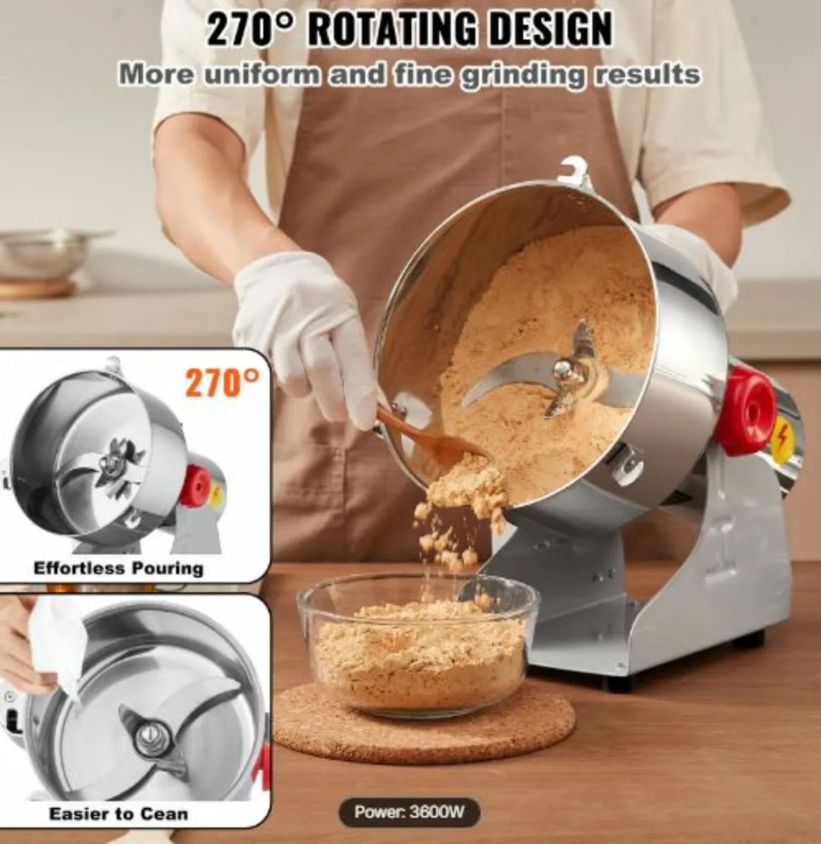 2500g Electric Grain Mill Grinder,High Speed 340W - Image 4