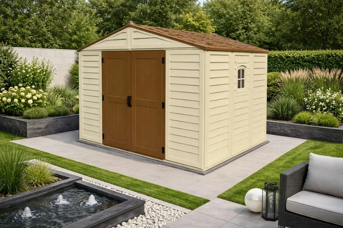 10×8 Duramax WoodBridge Plus Vinyl Garden Shed – - Image 1