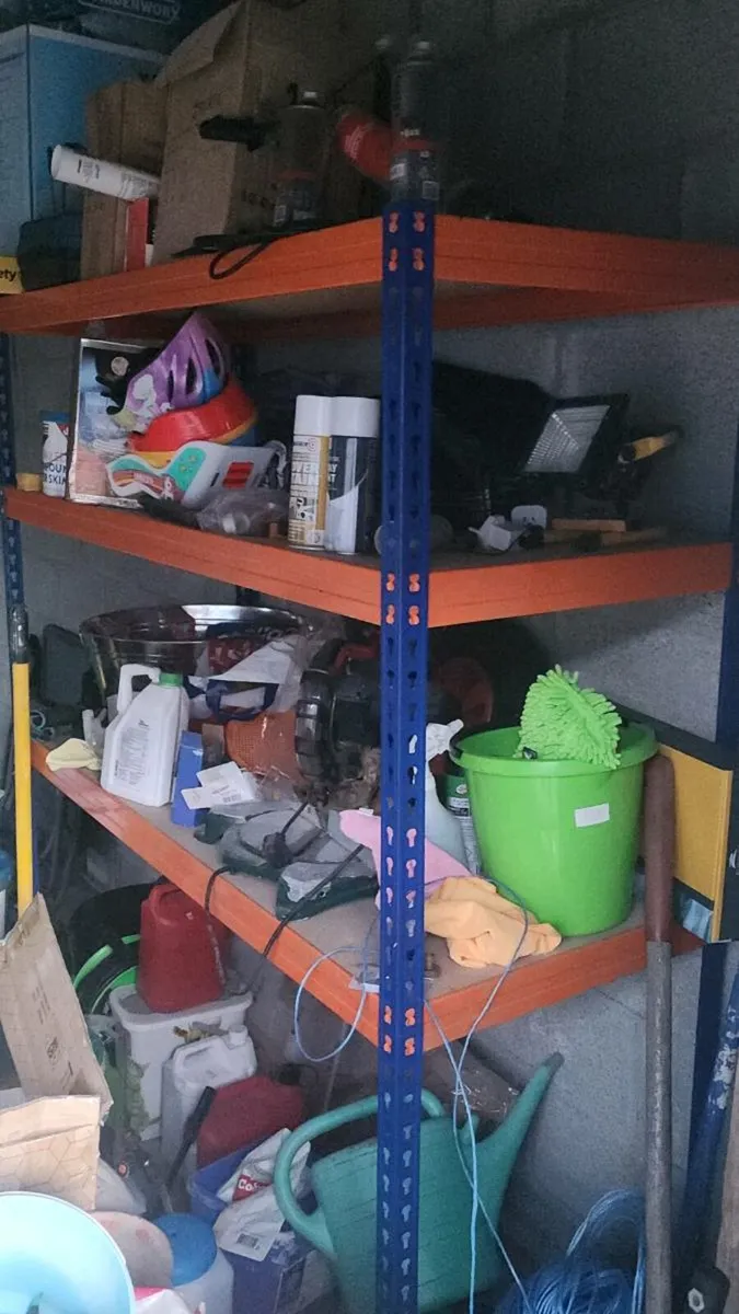 Metal and wood shelving stand in box . - Image 1