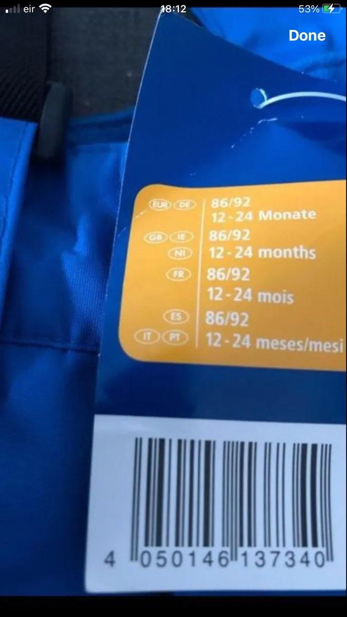 Boys BNWT rain trousers 12/24 mths €10 - Image 3