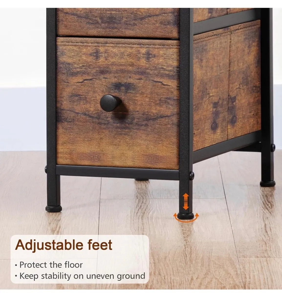 Slim Bedside Table Set of 2 with Charging Station - Image 2