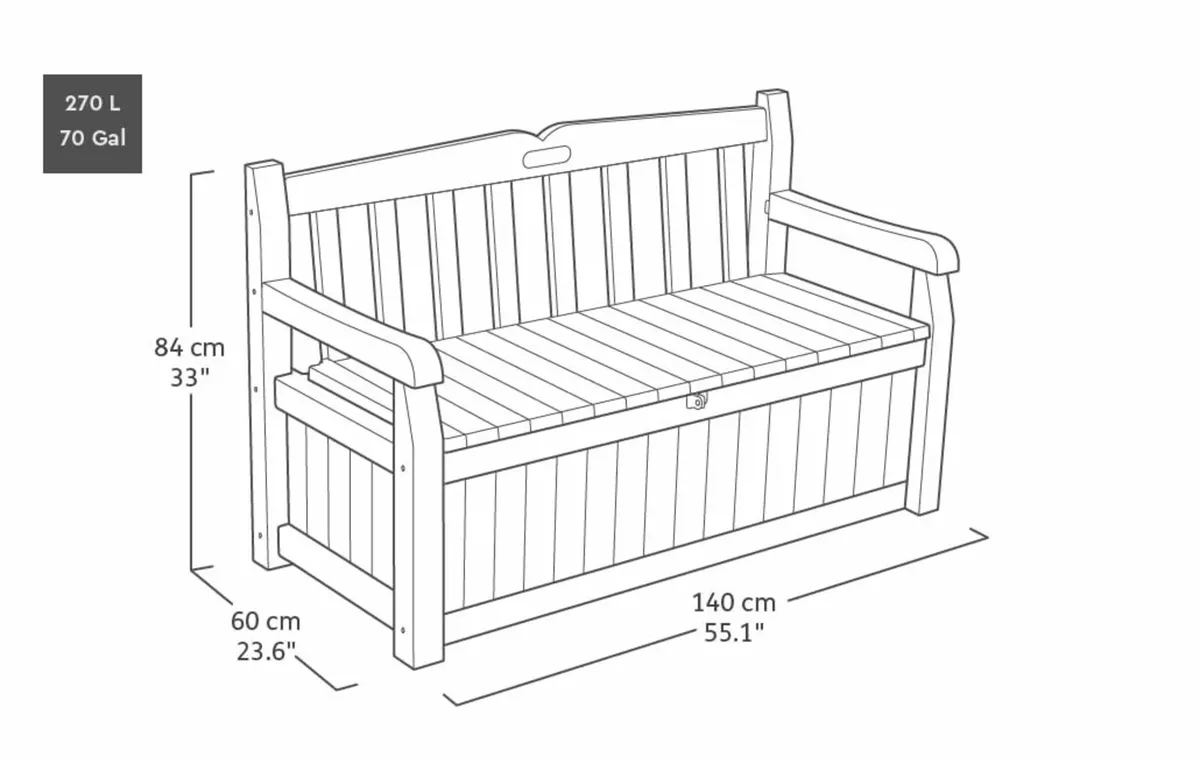 Bench 265L Outdoor Garden Furniture Storage Box - Image 4