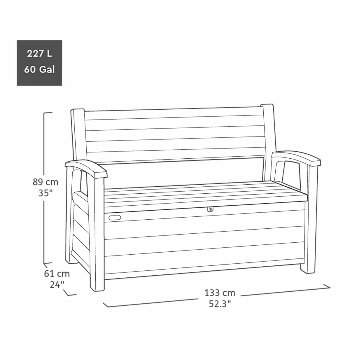 Outdoor Storage Bench 227L Seats 2 Waterproof - Image 4
