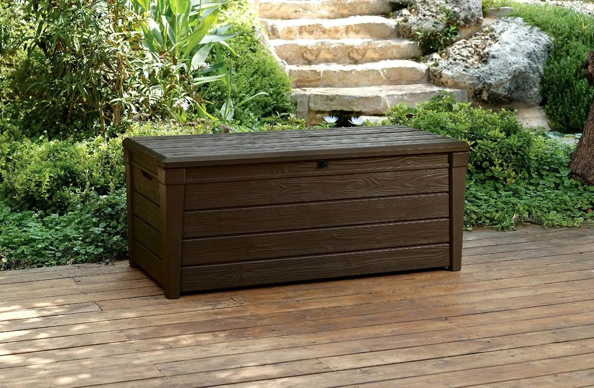 454L Outdoor Garden Furniture Storage Box Brown - Image 1