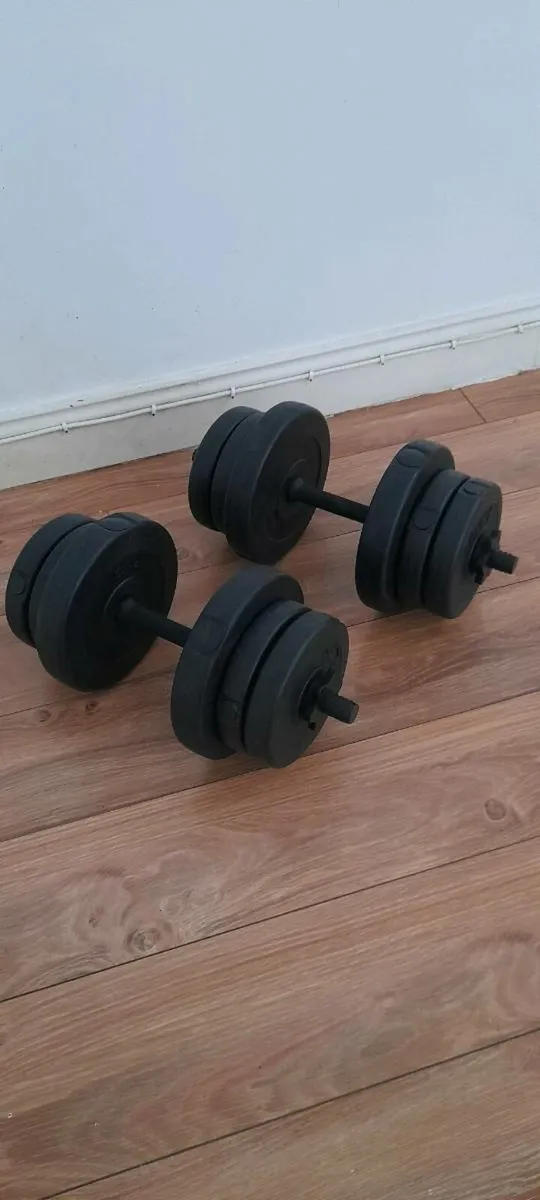 YORK barbell bench + 2 dumbbells - Image 2