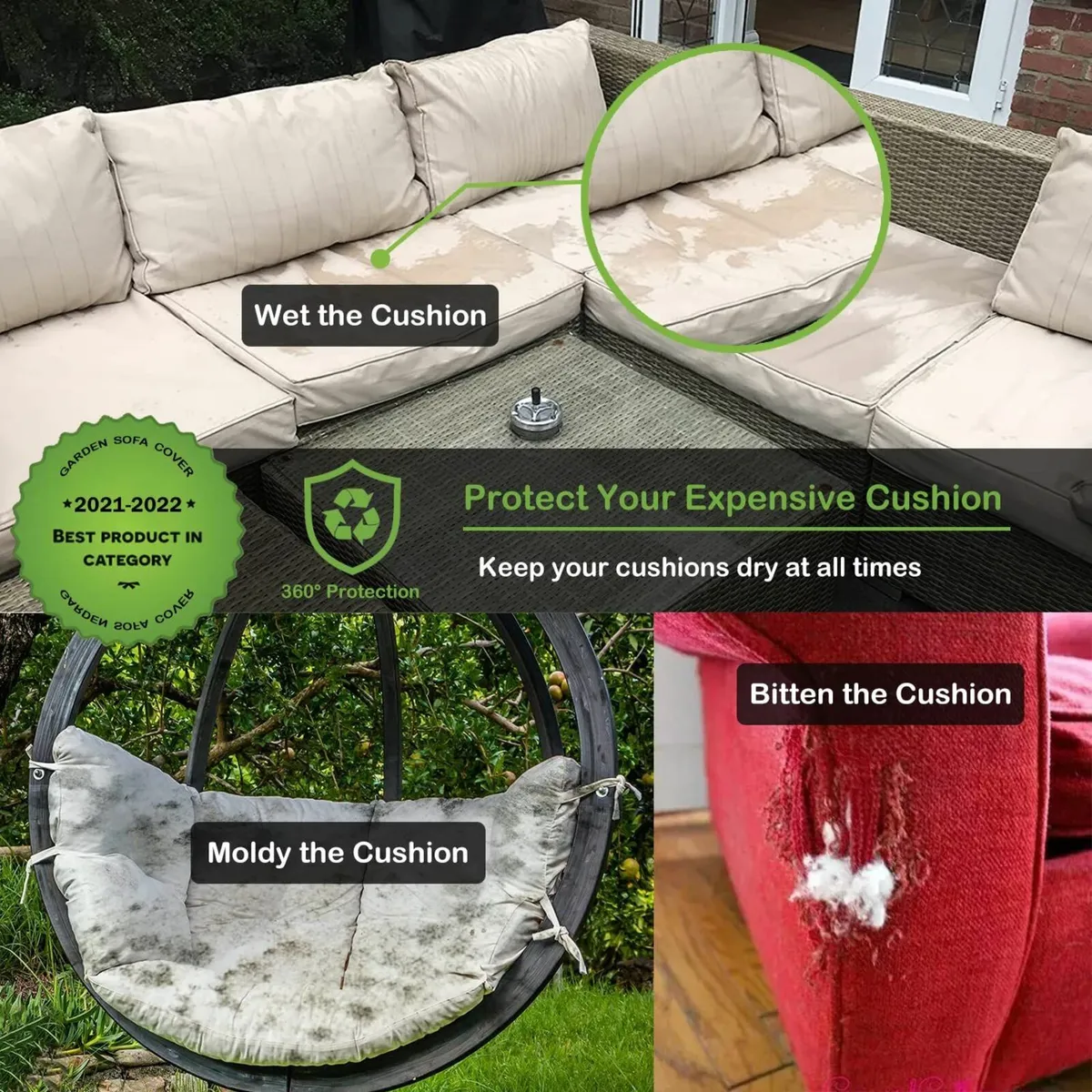 Garden Furniture Cushion Storage Bag 200x60x75cm - Image 2