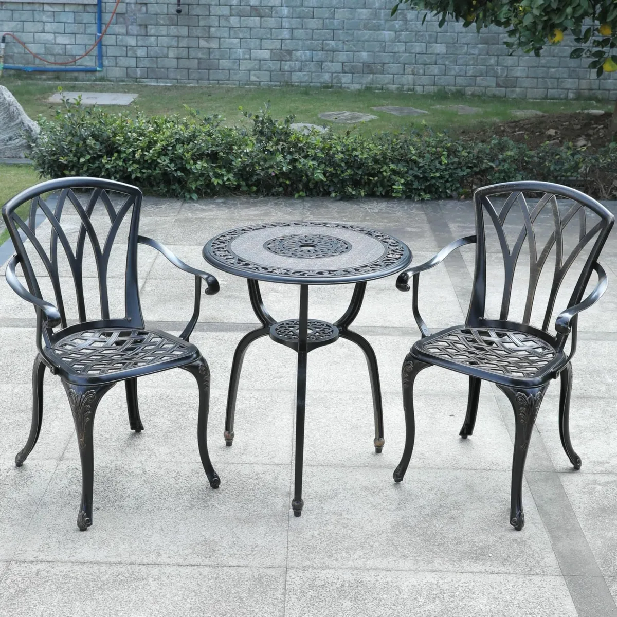Garden Furniture Set 3 Piece Cast Bistro Set - Image 1