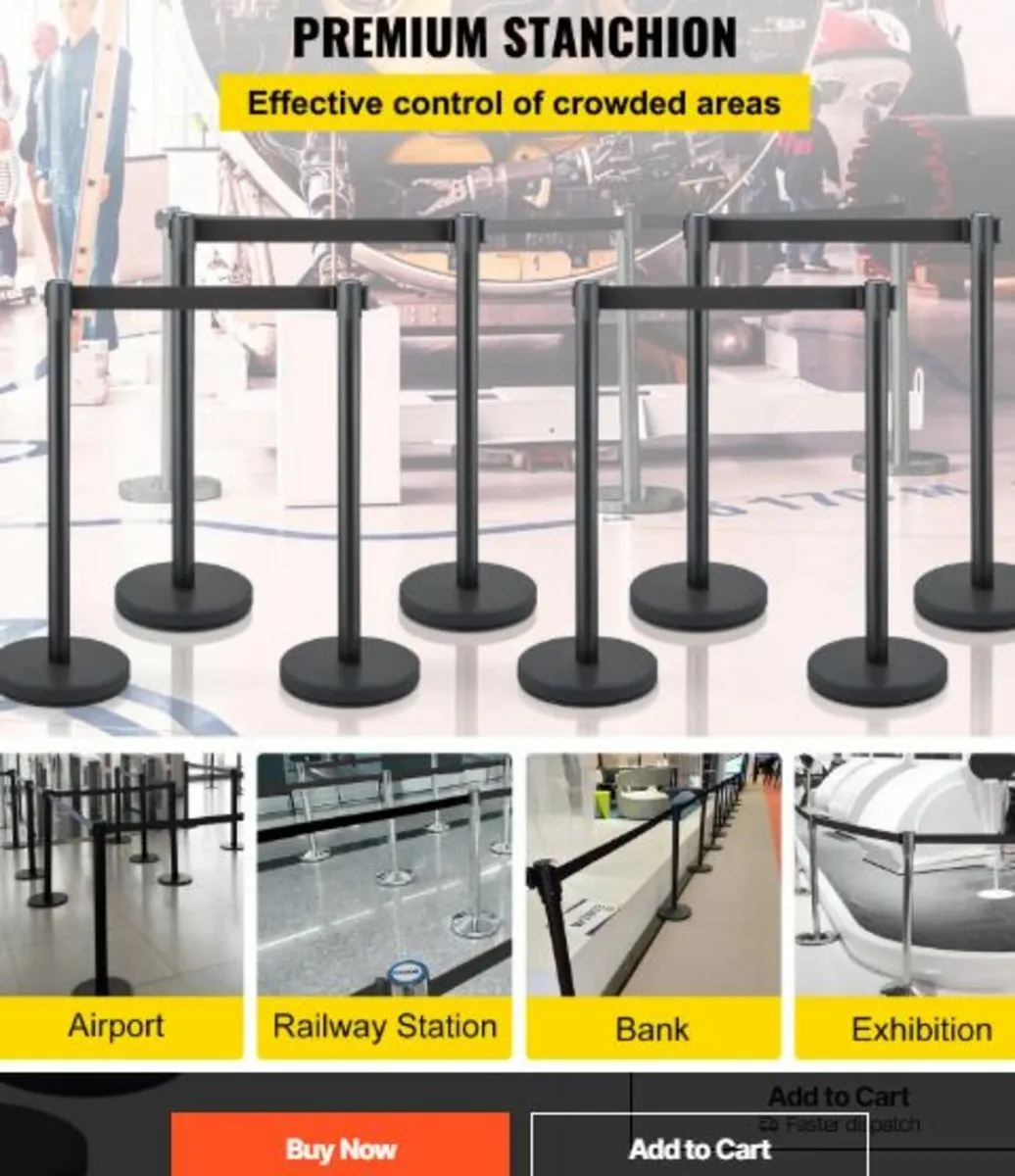 Crowd Control Stanchion, 8 Pieces Stanchion Set, - Image 3