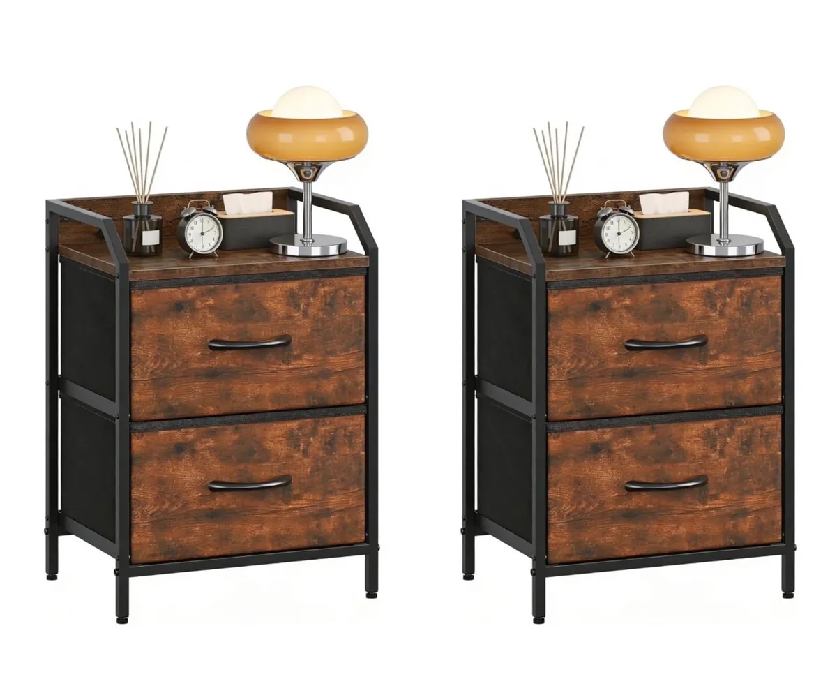 Bedside Table with 2 Storage Fabric Drawers - Image 1