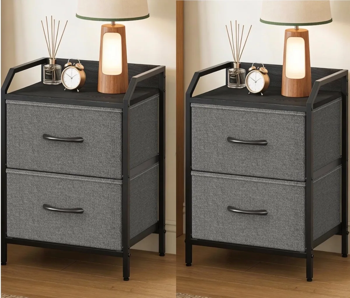 Bedside Table with 2 Storage Fabric Drawers - Image 1