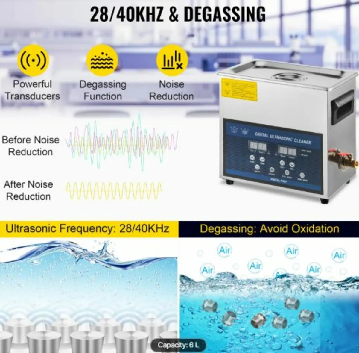 6L Ultrasonic Cleaner Dual Frequency Ultrasonic - Image 3