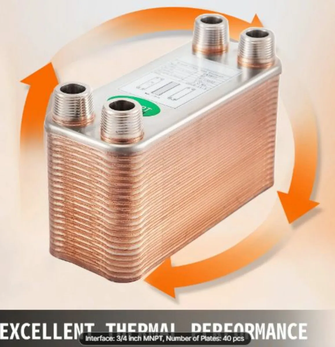 Heat Exchanger 3/4” MNPT Ports Brazed Plate Heat - Image 2