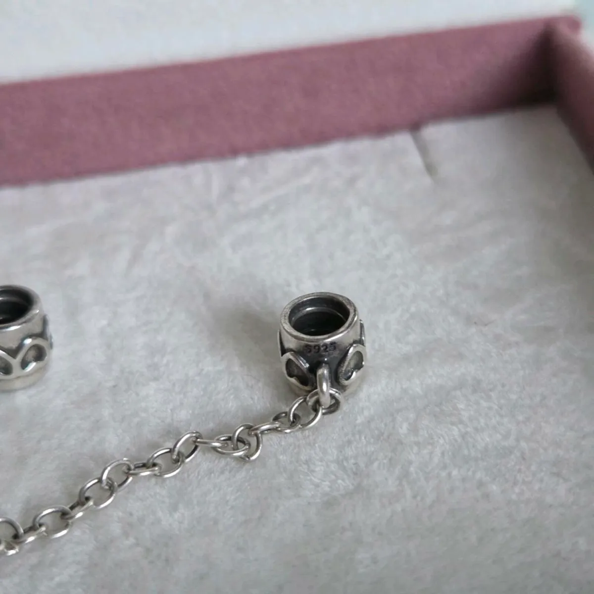 Genuine Pandora safety chain hearts perfect condit - Image 2