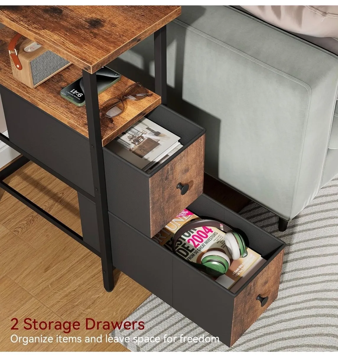 Narrow Side Table Set of 2, Slim Bedside - Image 3