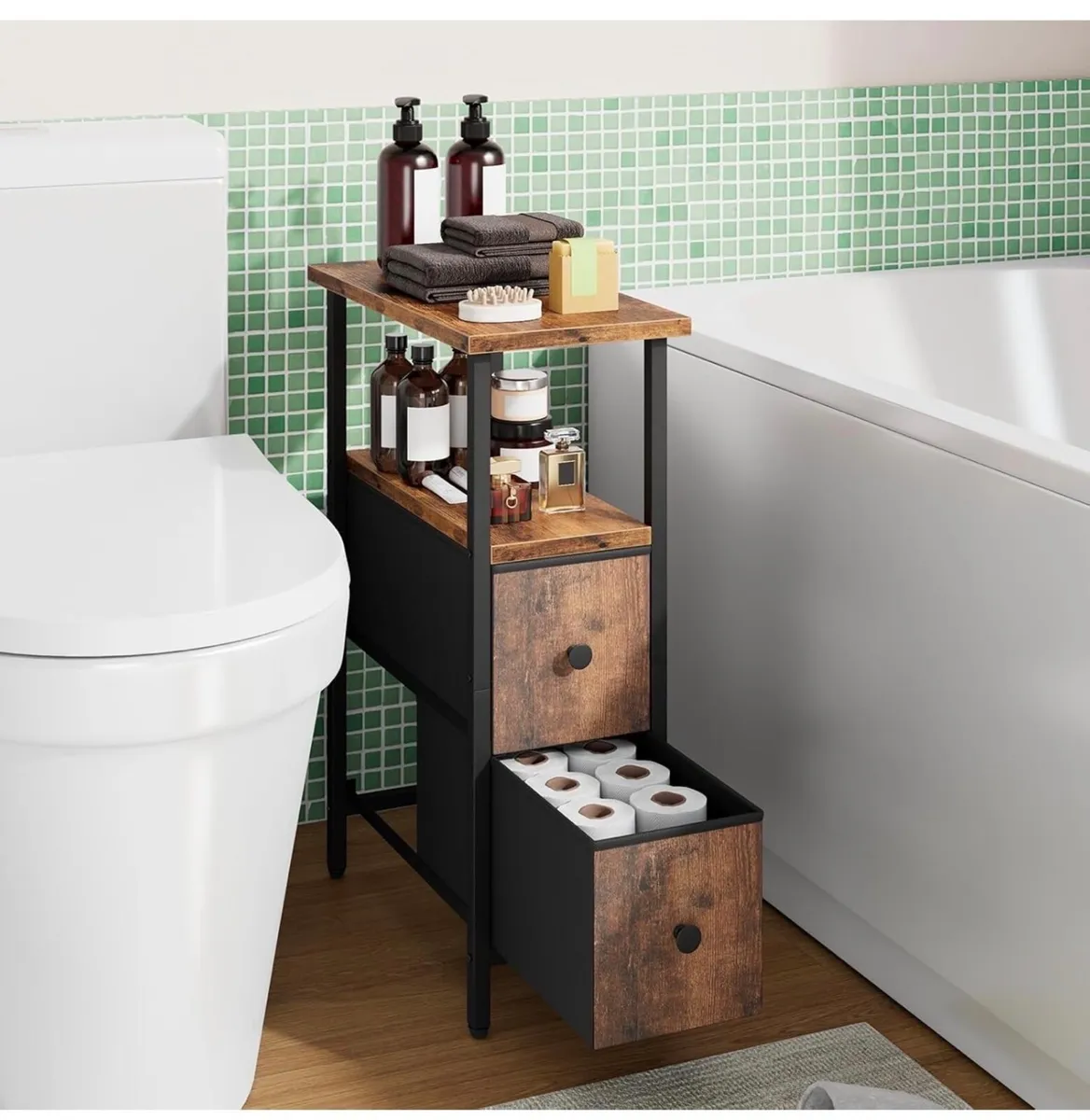 Narrow Side Table Set of 2, Slim Bedside - Image 4