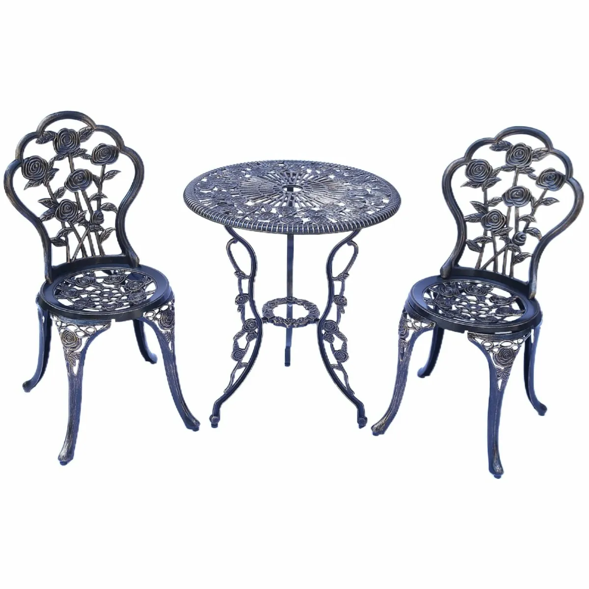 Furniture Bistro Set Rose 1 Table 2 Chairs Garden - Image 2
