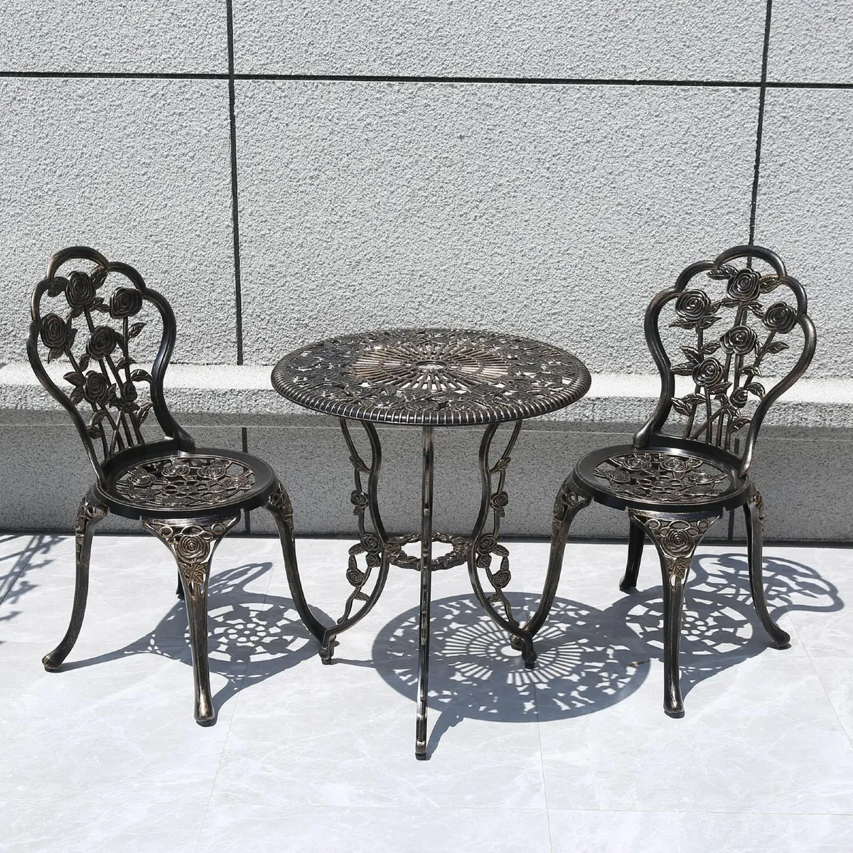 Furniture Bistro Set Rose 1 Table 2 Chairs Garden - Image 3