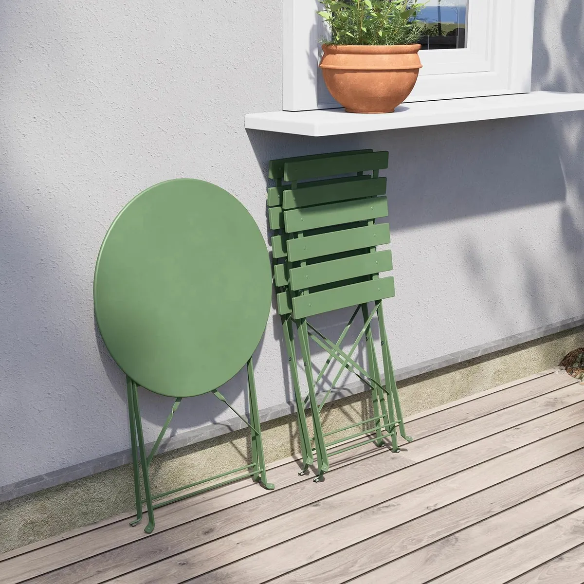 Folding Bistro Set 3 Pieces Set Folding Garden - Image 2