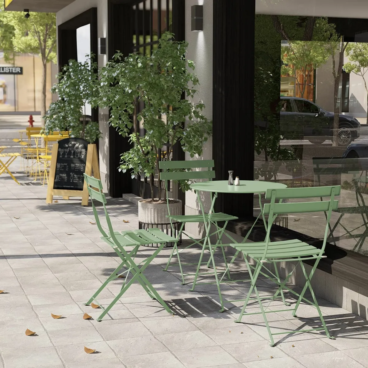 Folding Bistro Set 3 Pieces Set Folding Garden - Image 3