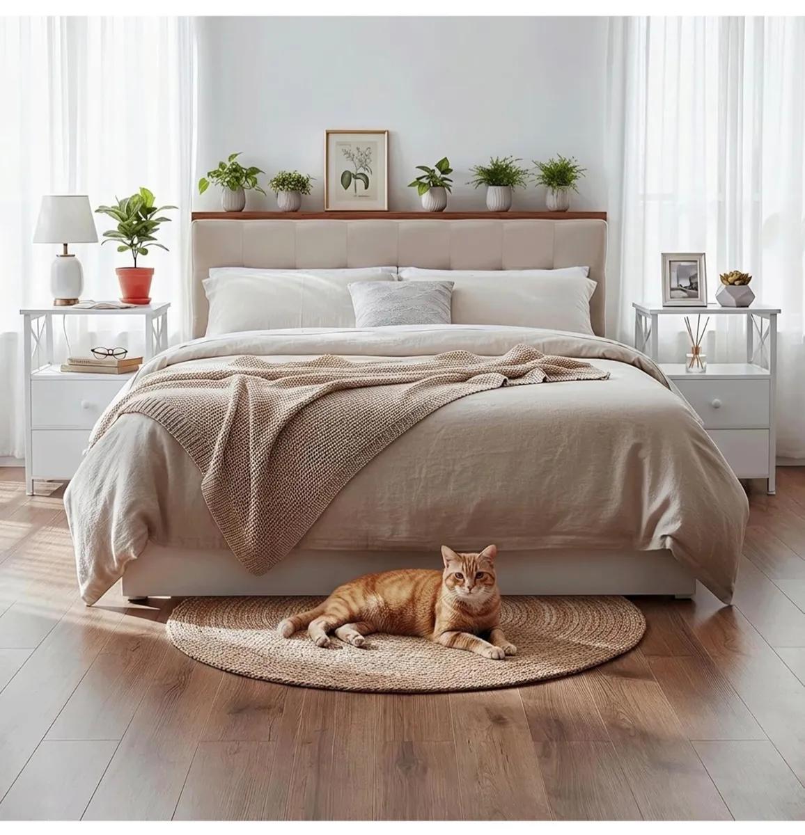 Bedside Table with Charging Station, Bedside Cabin - Image 3