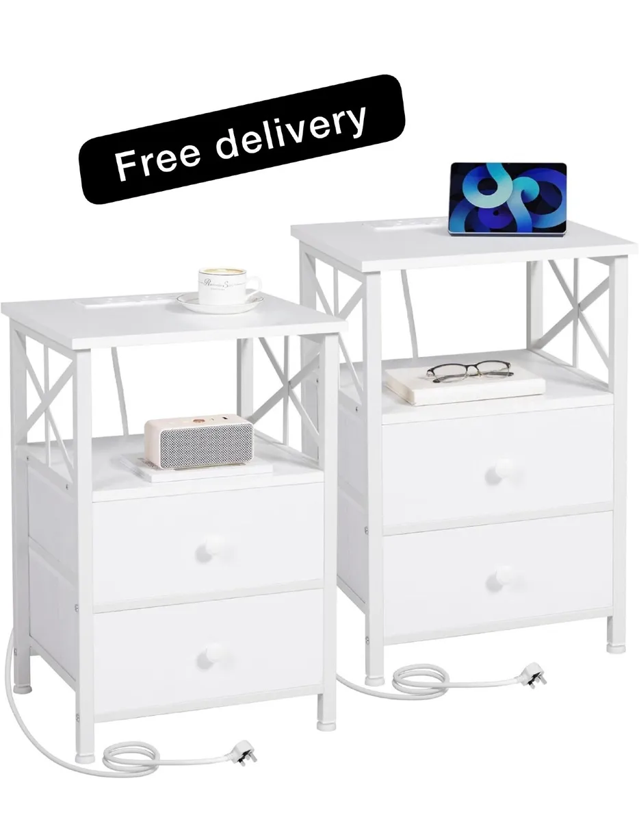 Bedside Table with Charging Station, Bedside Cabin - Image 1