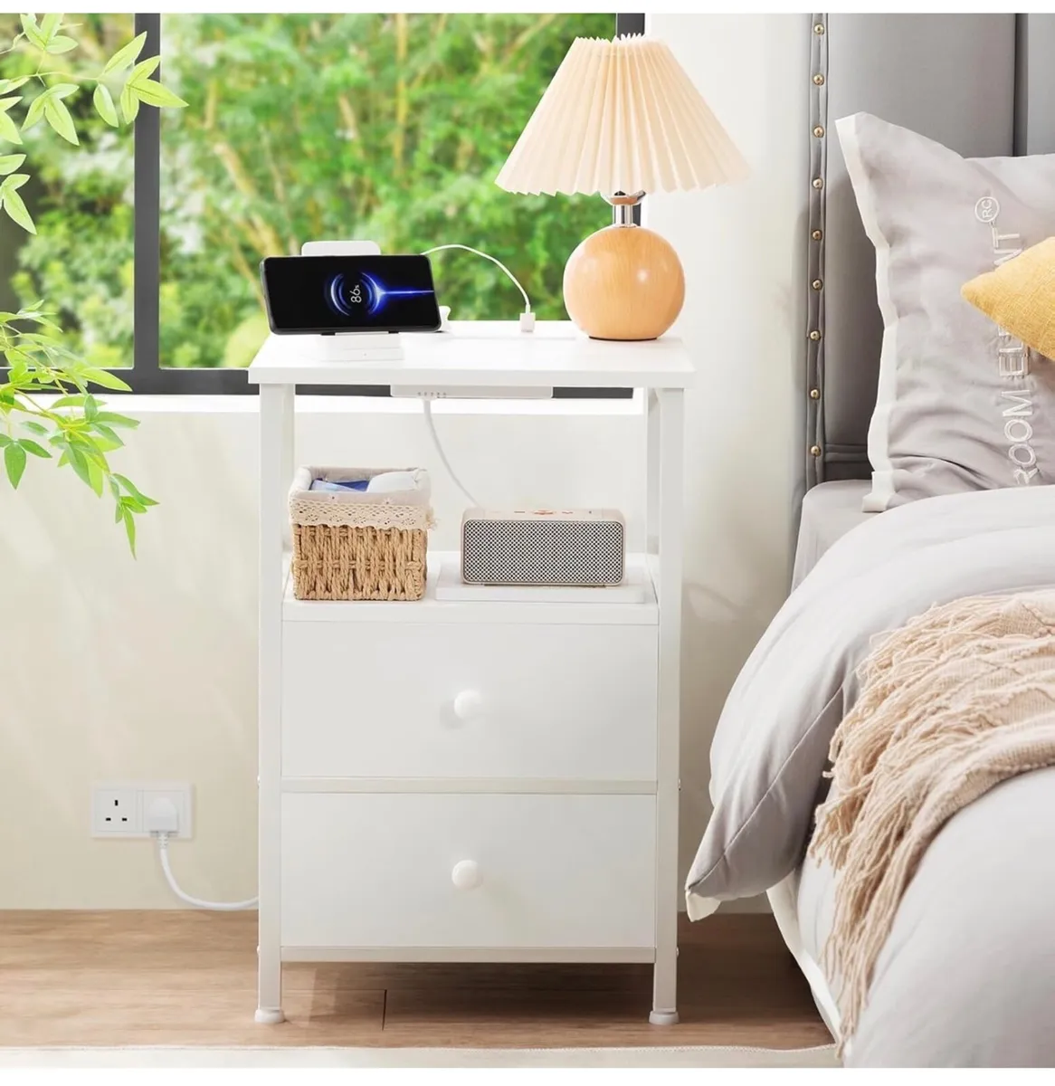 Set  of 2, Bedside Table with Charging Station - Image 2