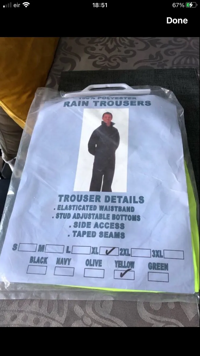 Mens BNWT rain bottoms size XL €10 - Image 4