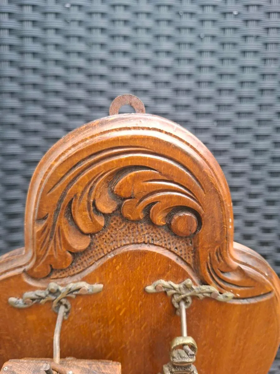 Antique Brass/Wood Shoe Horn & Brush Stand Set - Image 4