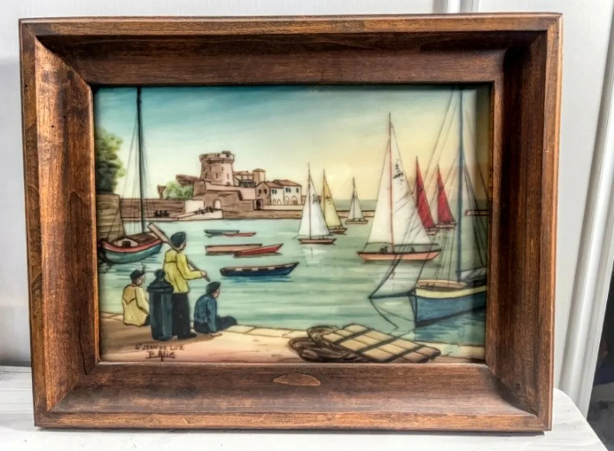 Unique maritime painting on glass - Image 1