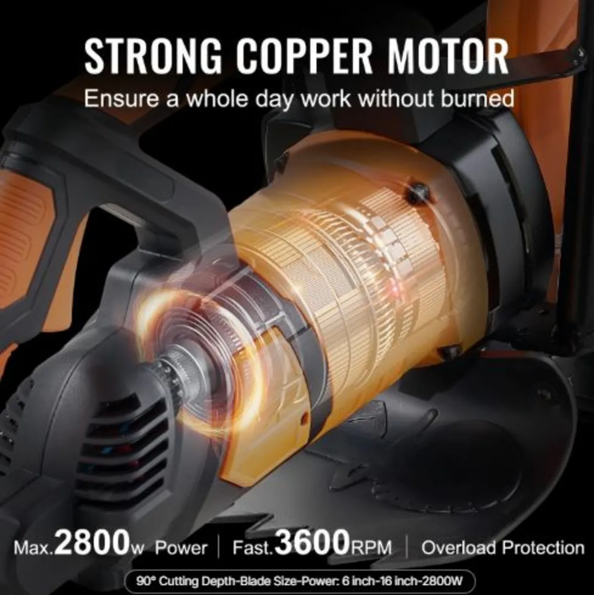 6"/40.6 cm Electric Concrete Saw Wet/Dry Saw Cut - Image 4