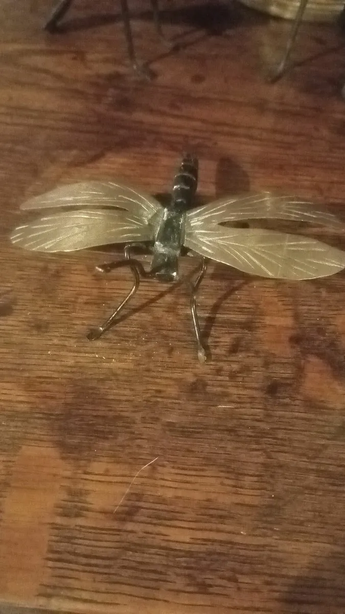Vintage African Wrought Iron/Brass Dragonfly - Image 3