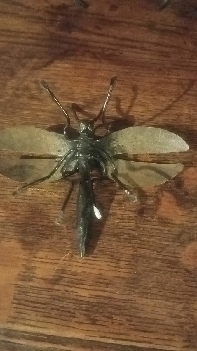 Vintage African Wrought Iron/Brass Dragonfly - Image 4