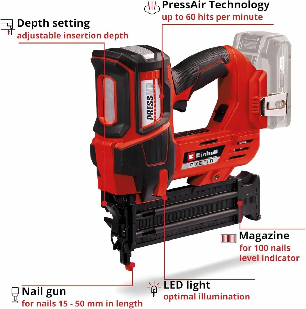 Power X-Change Cordless Nail Gun - 18V Single and - Image 4
