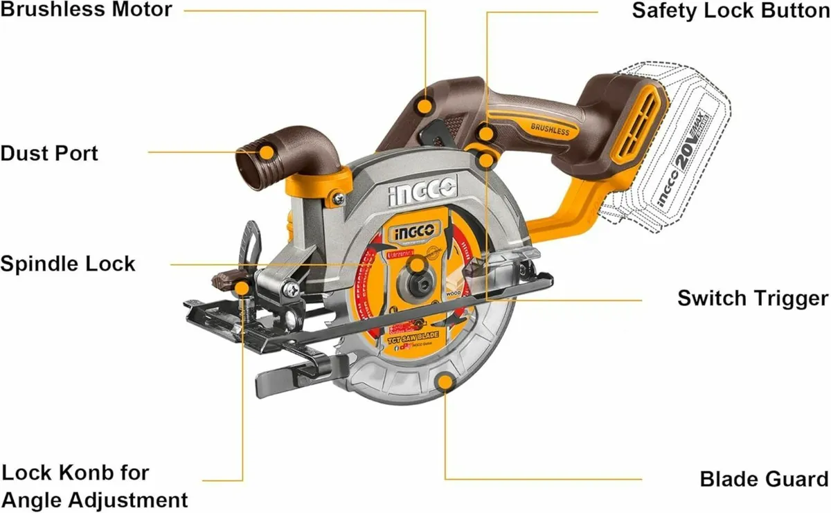 20V 140mm Cordless Circular Saw with Brushless - Image 4