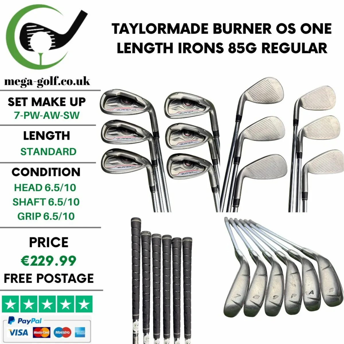 Taylormade Burner OS One Length Irons / 7-Pw-Aw-Sw - Image 1
