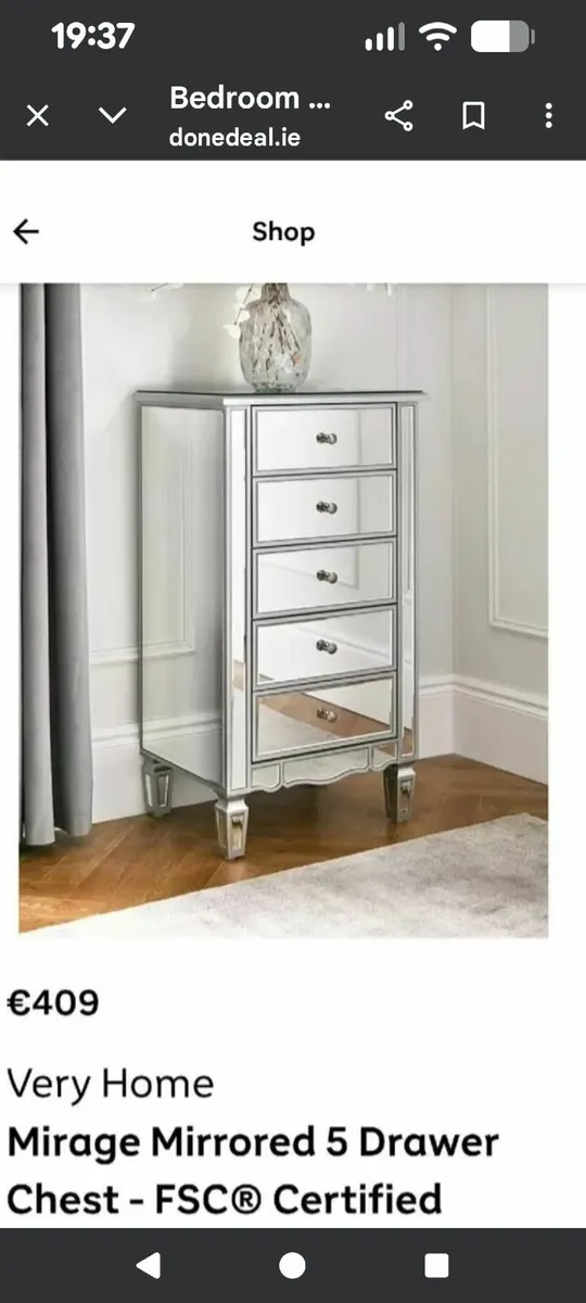 Set of 2 Bedroom Mirrored chest of drawers - Image 4