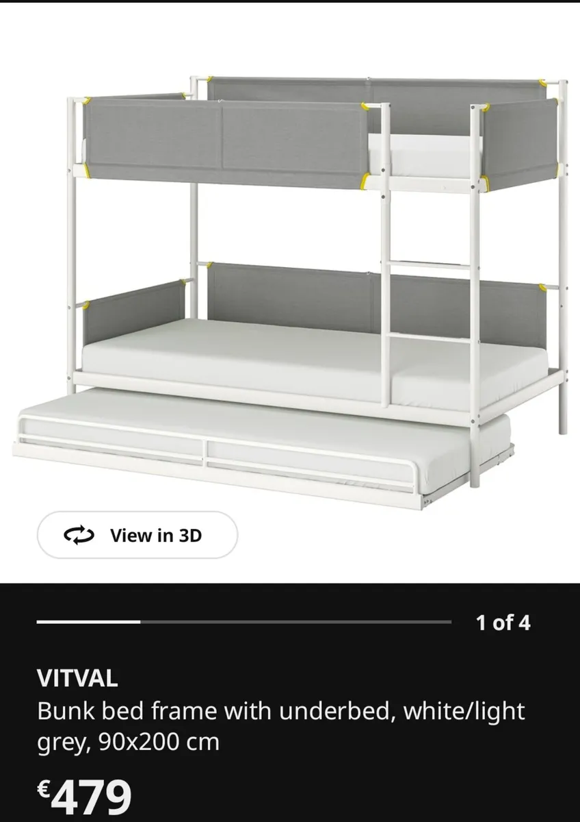 IKEA VITVAL Bunk Bed with Underbed – Excellent Con - Image 1