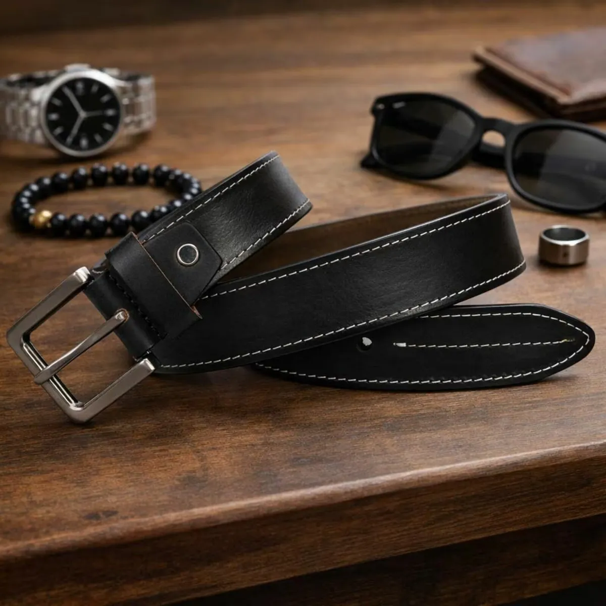Handmade Genuine Leather Unisex Belt - Image 1