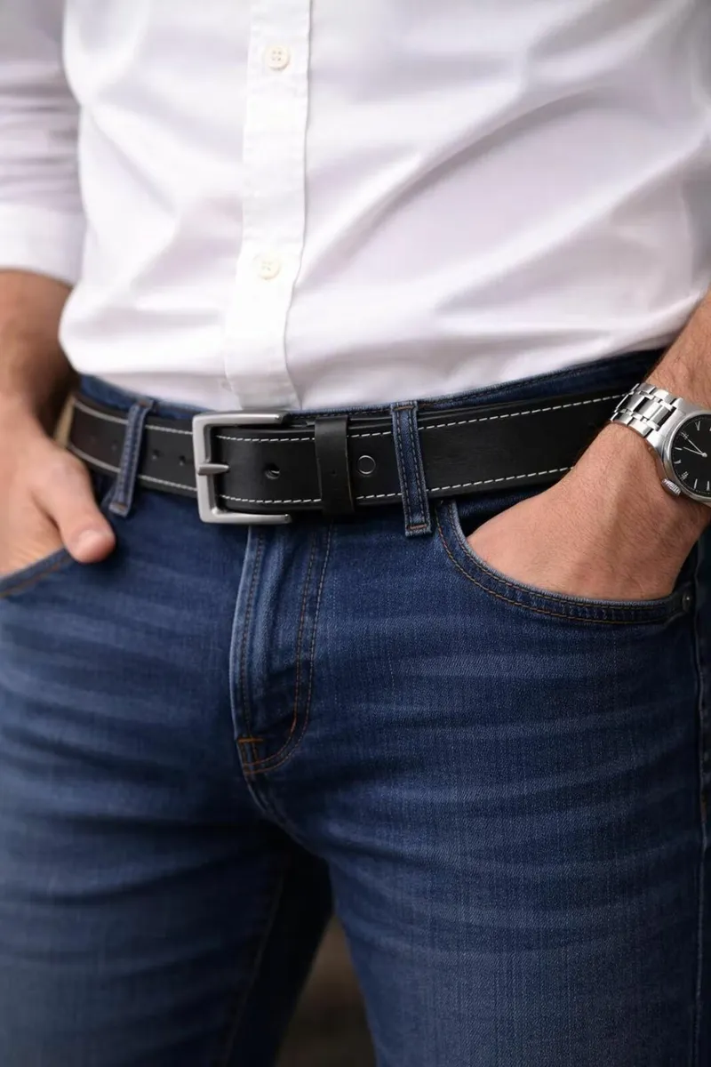 Handmade Genuine Leather Unisex Belt - Image 2