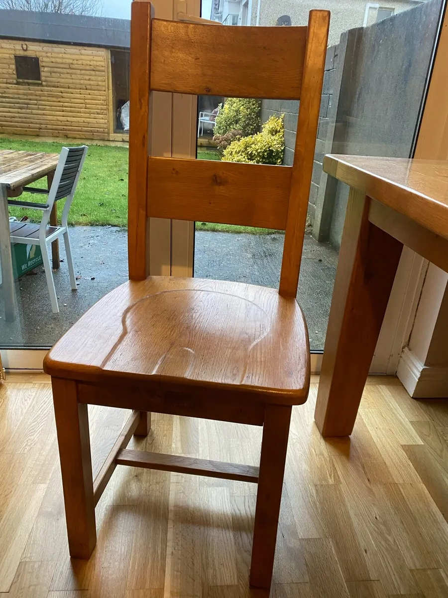 Solid Oak Extendable Dining Table + 4 Chairs - Image 3