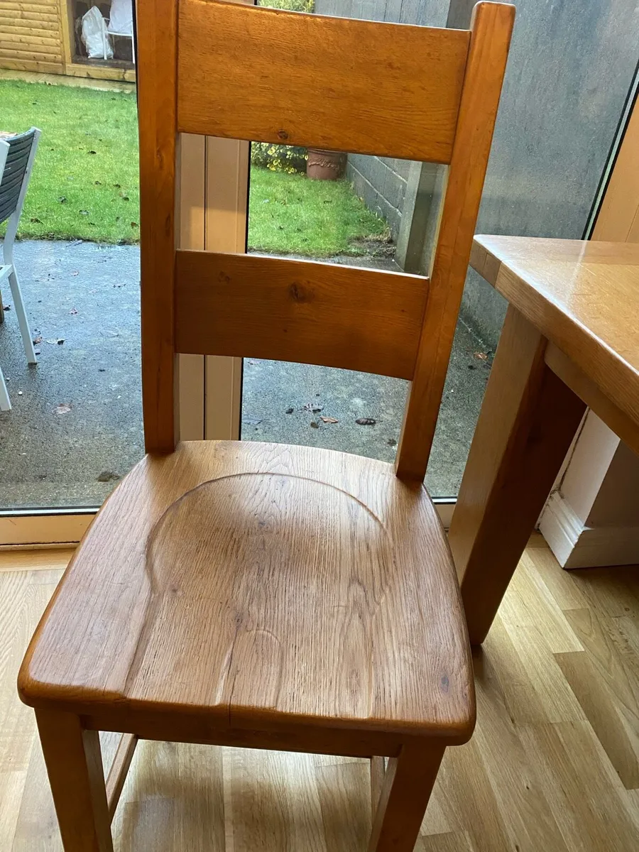 Solid Oak Extendable Dining Table + 4 Chairs - Image 4