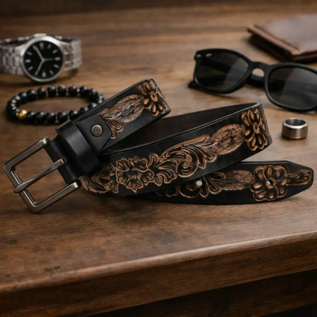 Handmade Genuine Leather Unisex Belt - Image 1
