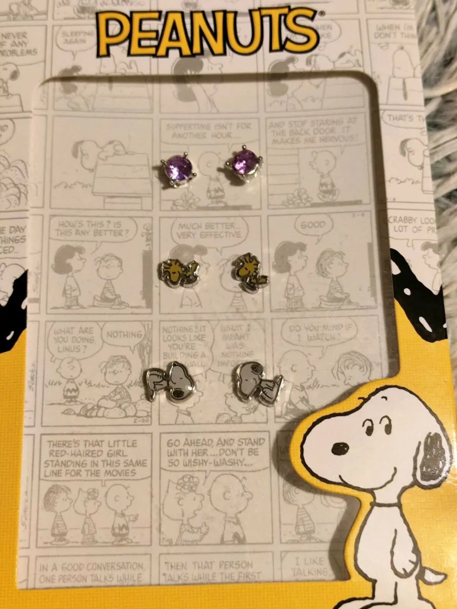 Peanuts Earrings Set – Snoopy, Woodstock & Hearts - Image 2