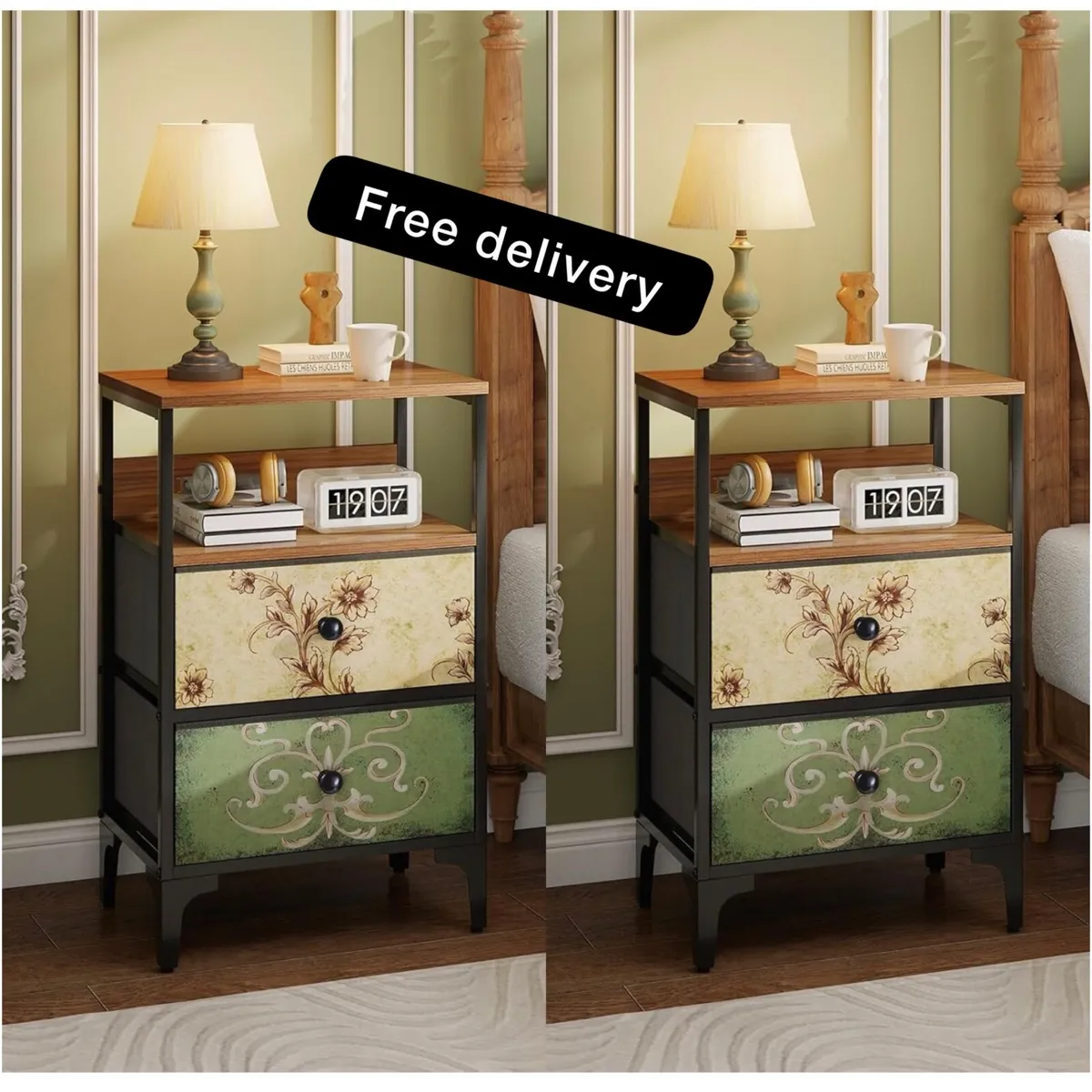 Bedside Tables set of 2,Bed Side Table for Bedroom - Image 1