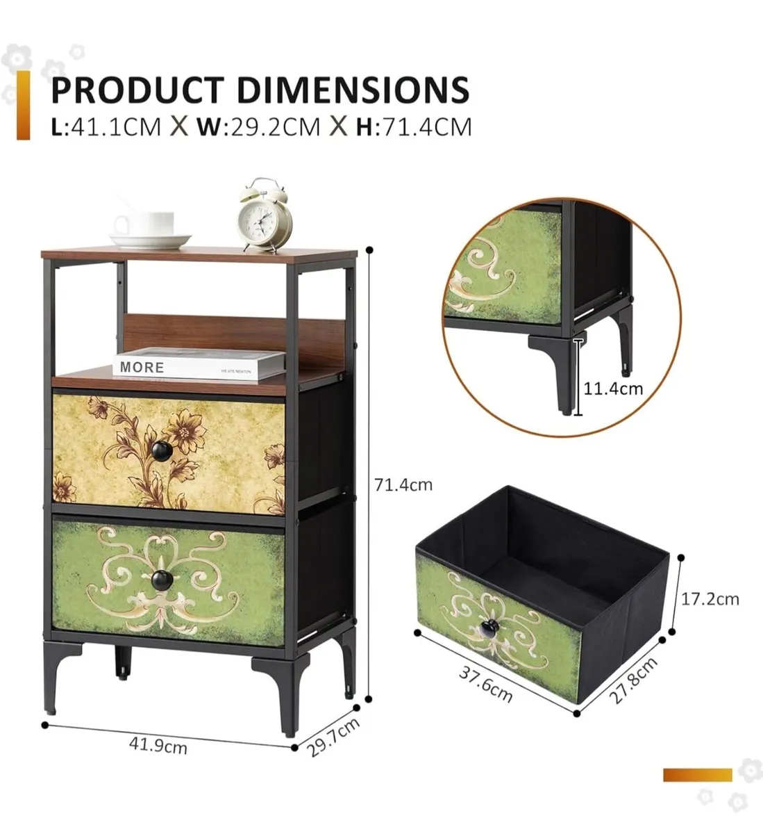 Bedside Tables set of 2,Bed Side Table for Bedroom - Image 3