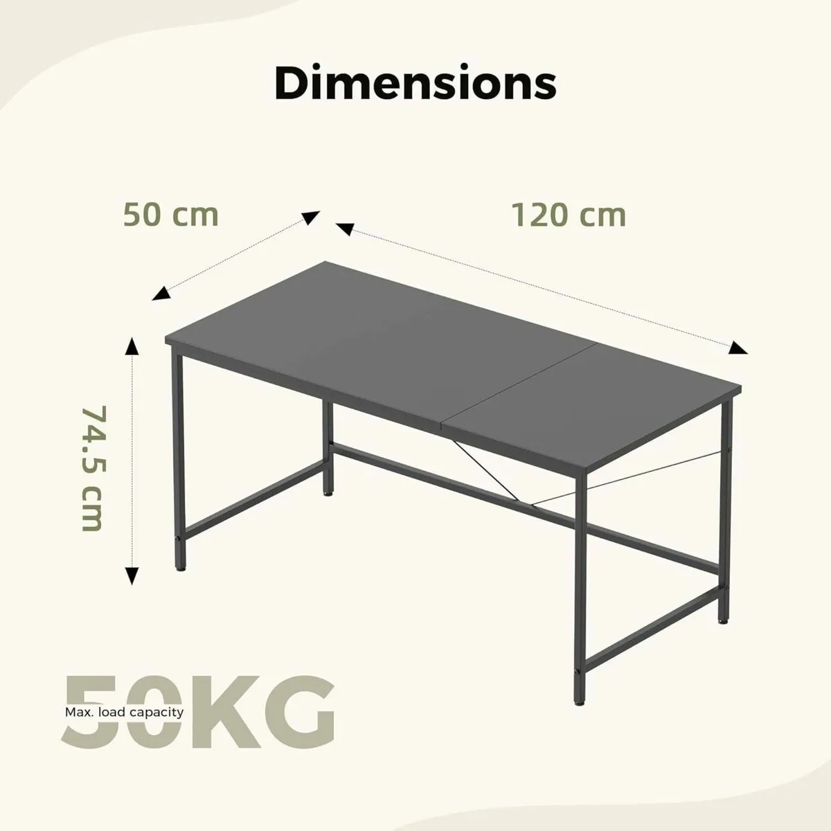 120x50 cm Computer Desk Gaming for Small Spaces - Image 2