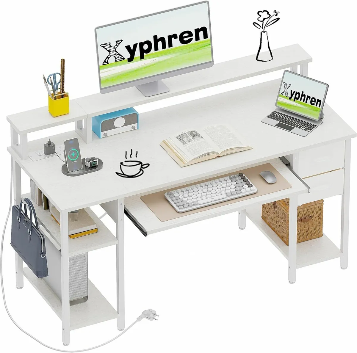 Computer Desk with Drawers 120x50cm Office - Image 1