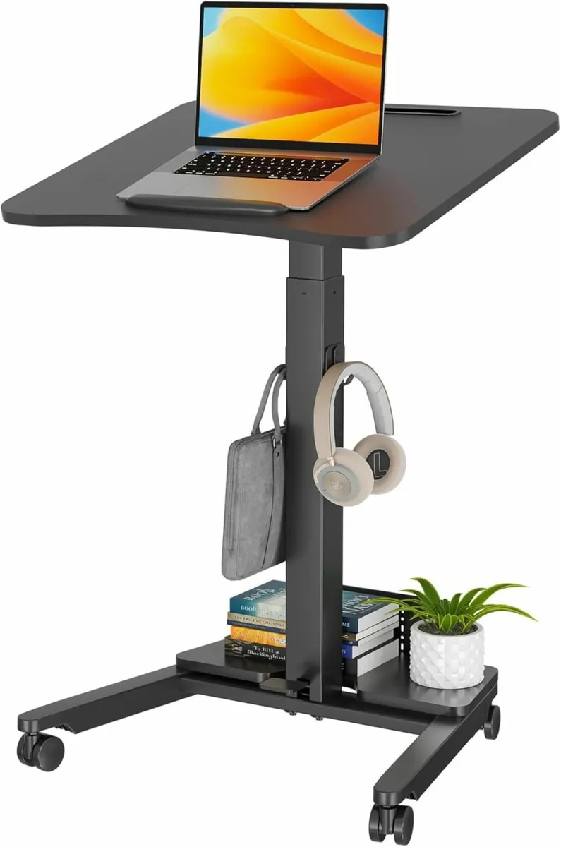 Mobile Standing Desk Black 60 x 52cm Tilting - Image 1